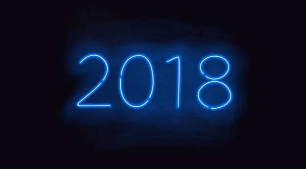 2018 blauw neon gloeiende vector teken — Stockvector