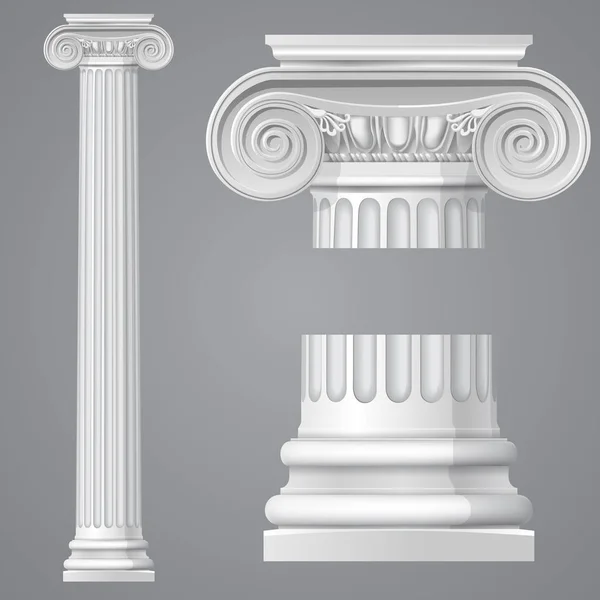 Realistic antique ionic column isolated — Stock Vector