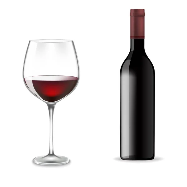 Vinflaska med glas — Stock vektor