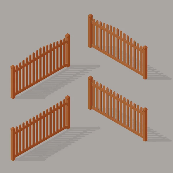 Uppsättning av staket i trä — Stock vektor