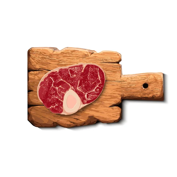 Obearbetat nötkött på styckningsbordet — Stock vektor