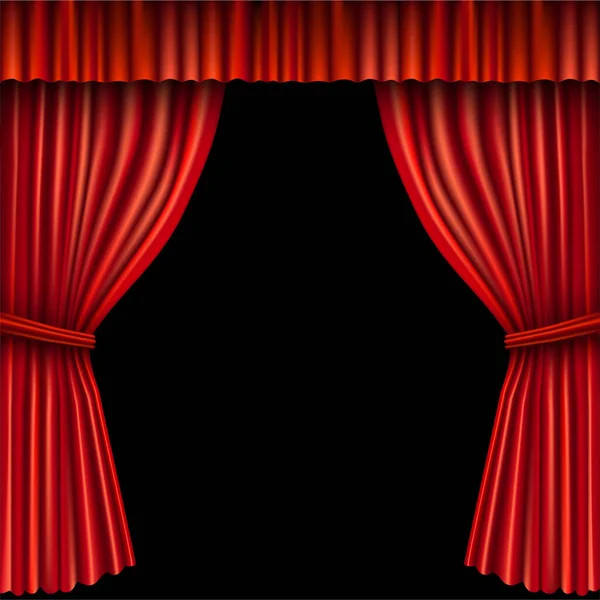 Rideau de théâtre rouge sur noir — Image vectorielle