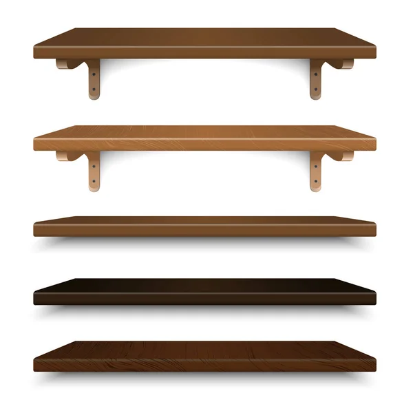 Wood Shelves set, wall group — Stock Vector