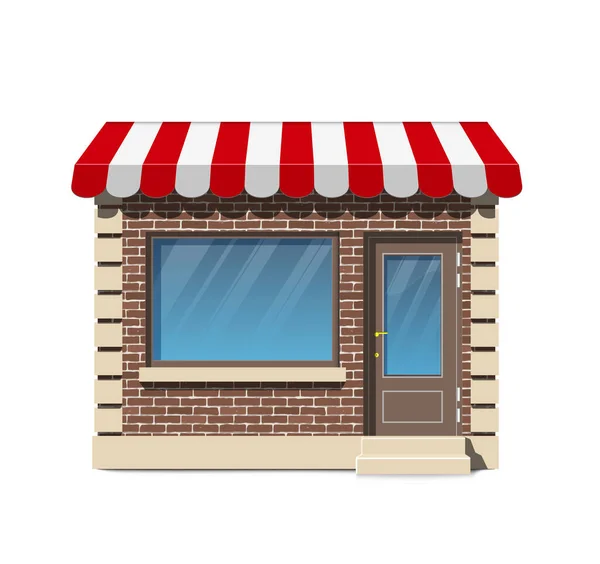 Brick small store facade with awning — Stock Vector