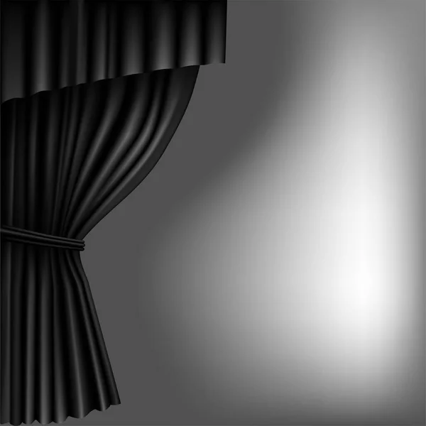 Rideau de théâtre noir sur l'obscurité — Image vectorielle