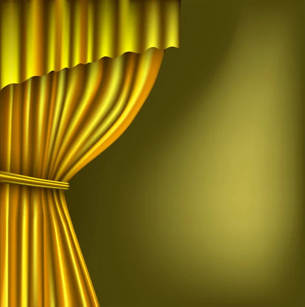 Gold theater curtain on the dark — Stock Vector