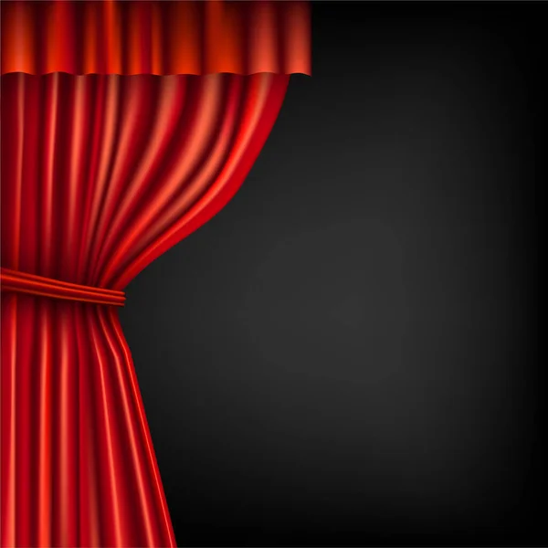 Red theater curtain on the dark — Stock Vector