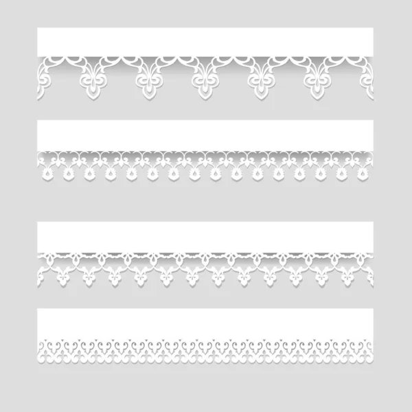 Set of lace borders with shadows — Stock Vector