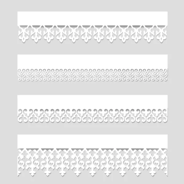 Set of lace borders with shadows — Stock Vector