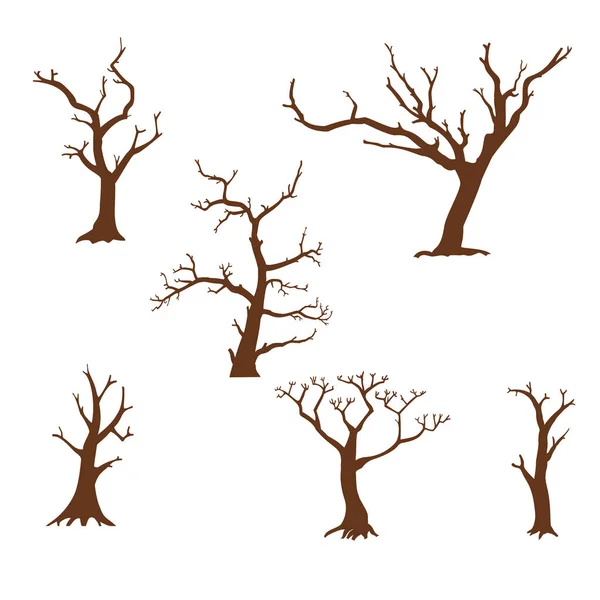 Vector Set of Silhouettes of Trees — Stock Vector