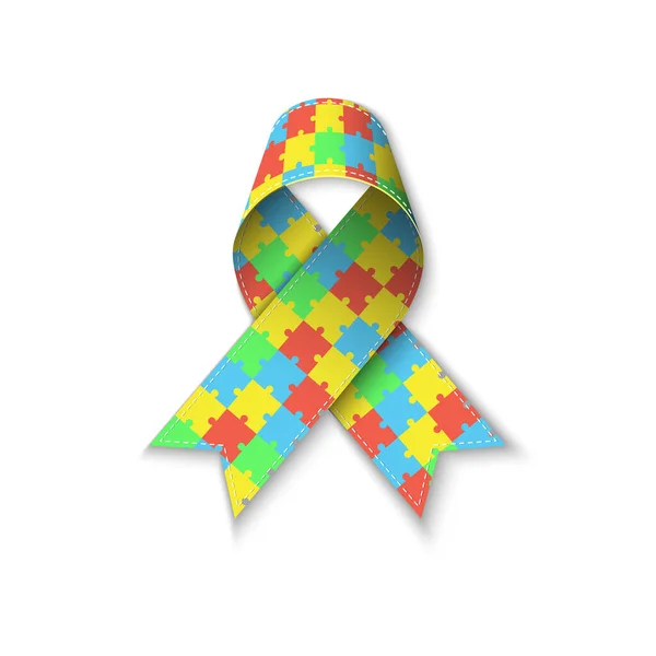 Färg pusselband som symbol autism — Stock vektor
