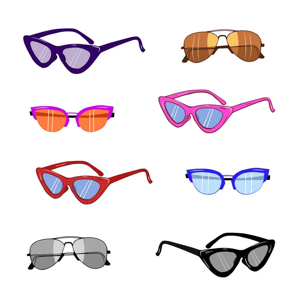 Sunglasses Conceptual Design Isolated Object Vector Set Stylish Close Fashionable — Stock Vector
