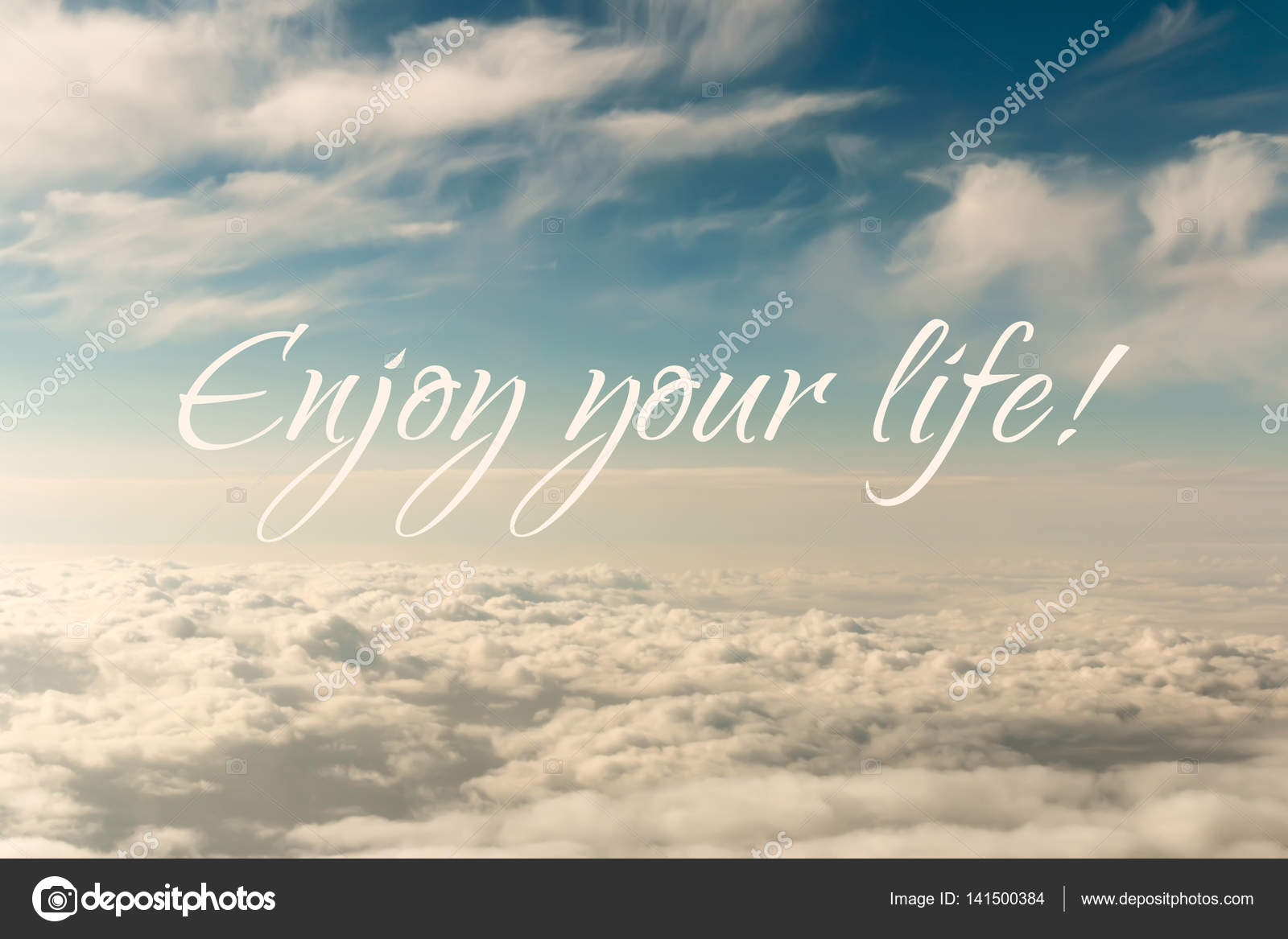 Inspirational motivation quote enjoy life on an abstract sky background — Stock