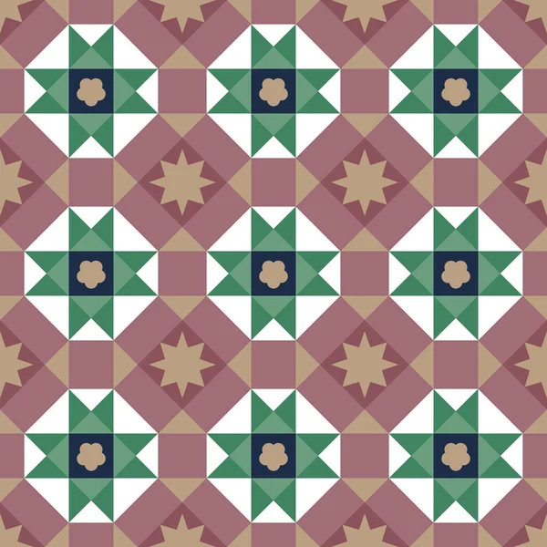 Vintage Peranakan Tiles Pattern Georgetown Penang Peranakan Modello Piastrelle Culturali — Vettoriale Stock
