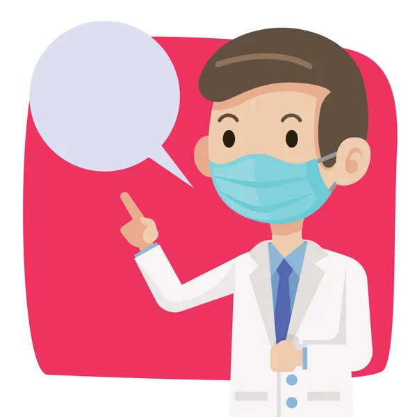 Médecin Portant Masque Chirurgical Protection Contre Virus Covid Médecin Conseille — Image vectorielle