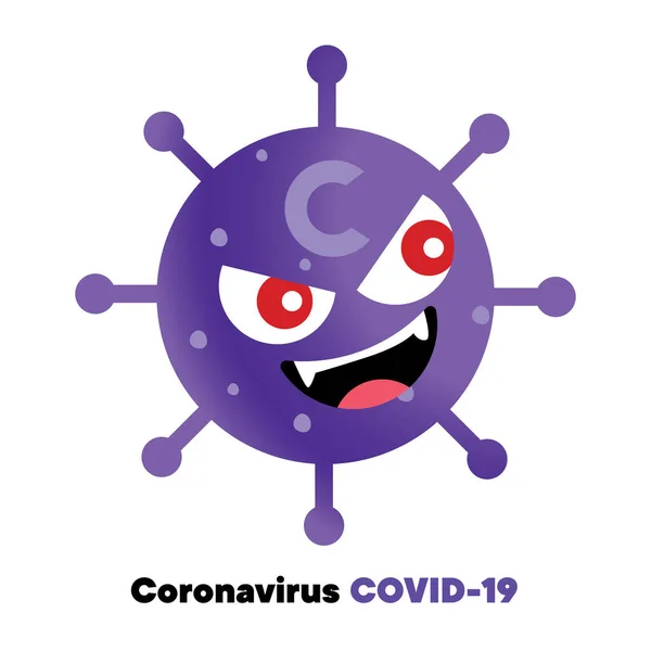 大头牛爆发了一场全球性的大流行病 Coronavirus 2020 武汉病毒病 红眼睛Covid 19病毒卡通片可爱的人物 载体人物 — 图库矢量图片