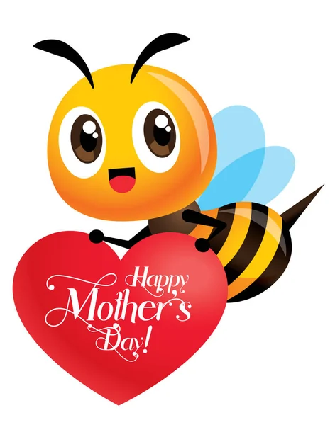 Feliz Día Madre Dibujos Animados Abeja Linda Que Lleva Letrero — Archivo Imágenes Vectoriales