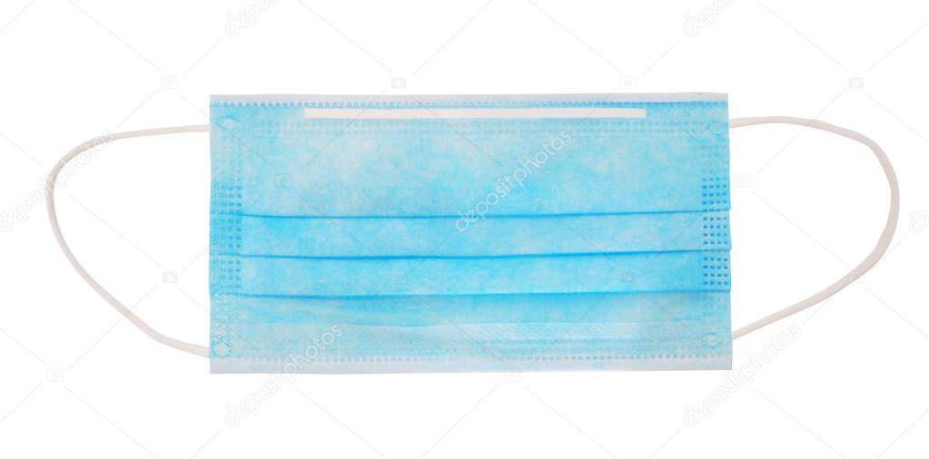 Medical use surgical face mask for protect against coronavirus and bacteria. 3 layer protective surgical mask isolated - image