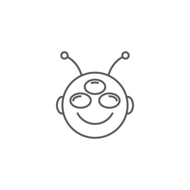 Beyaz arkaplanda izole edilmiş uzaylı duygu simgesi vektör simgesi