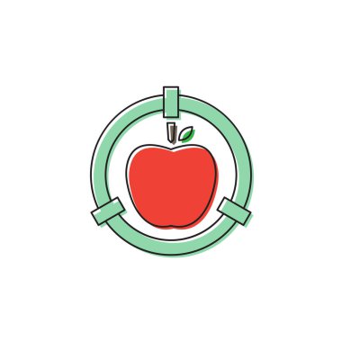 Beyaz arkaplanda hedef vektör simgesine sahip elma