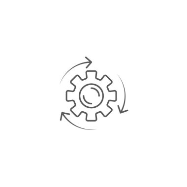 Beyaz arkaplanda izole edilmiş ok ve dişli vektör simgesi