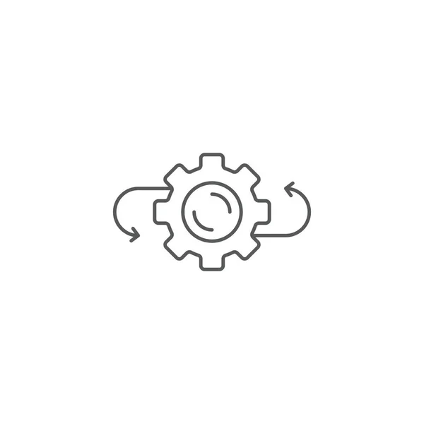 Flechas y engranajes símbolo icono vectorial aislado sobre fondo blanco — Vector de stock