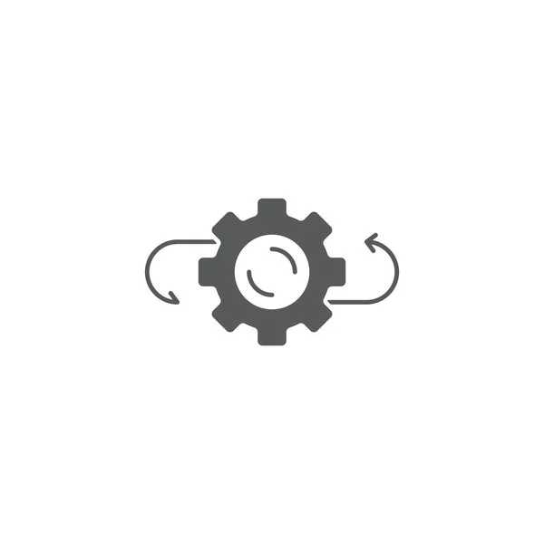 Flèches et engrenages icône vectorielle symbole isolé sur fond blanc — Image vectorielle