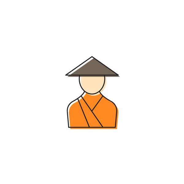 Asiático monge vetor ícone símbolo isolado no fundo branco — Vetor de Stock