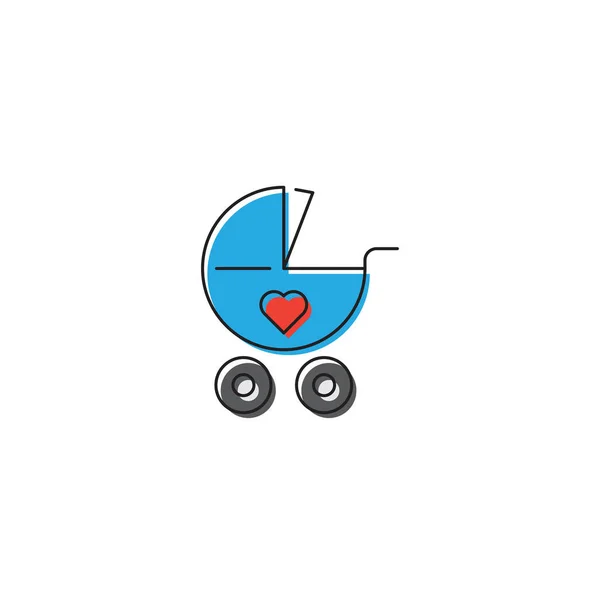 Baby stroller vector icon symbol tool isolated on white background — ストックベクタ