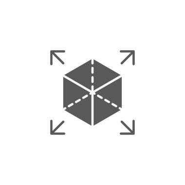 Beyaz arkaplanda izole edilmiş ok vektör simgesi olan küp