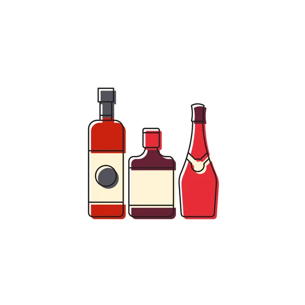 Alcohol beverage bottles vector icon symbol isolated on white background — Stock Vector