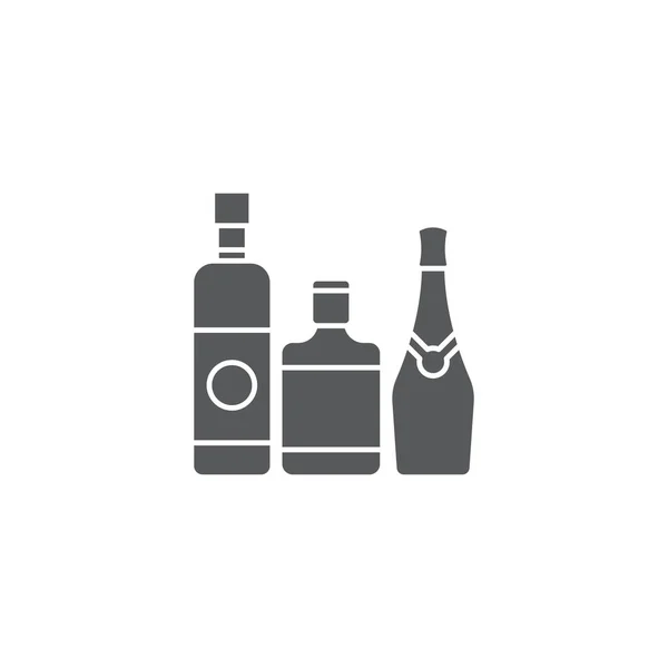 白の背景に隔離されたアルコール飲料ボトルのベクトルアイコンシンボル — ストックベクタ