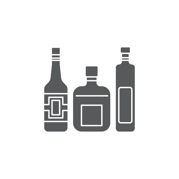Символ векторной иконки бутылки алкогольного напитка на белом фоне — стоковый вектор