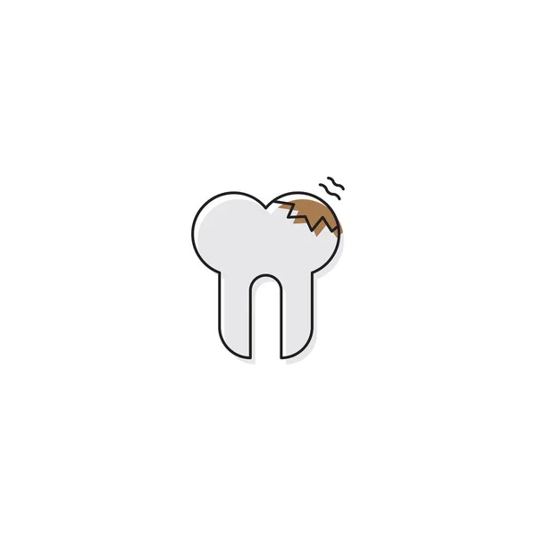 Zkažené zuby vektorový symbol zubní onemocnění izolované na bílém pozadí — Stockový vektor