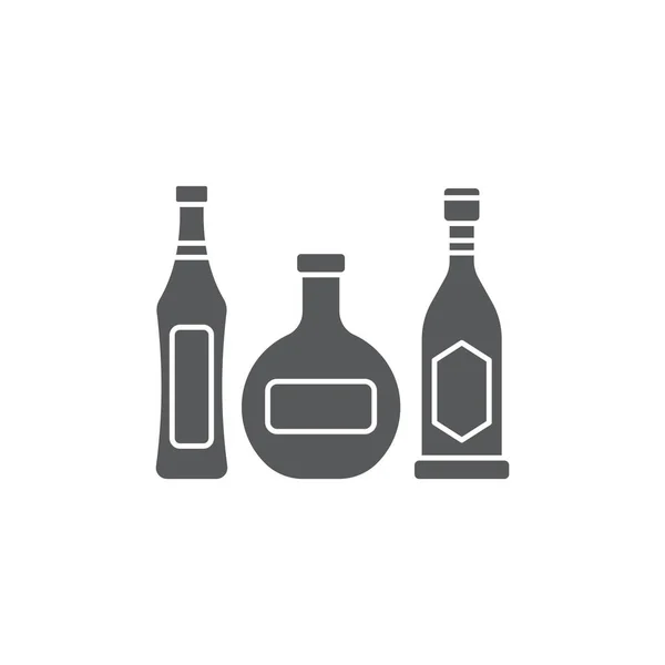 Alcohol beverage bottles vector icon symbol isolated on white background — Stock Vector