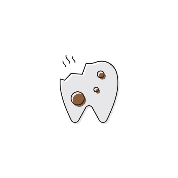 Zkažené zuby vektorový symbol zubní onemocnění izolované na bílém pozadí — Stockový vektor