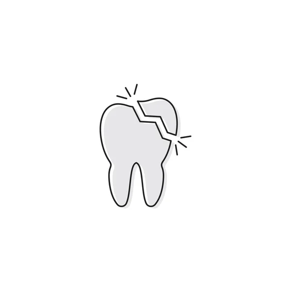 Dentes cariados vetor ícone símbolo doença dental isolado no fundo branco — Vetor de Stock