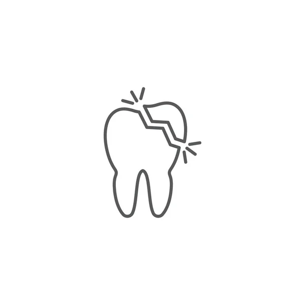 Simbol ikon vektor gigi rusak penyakit gigi terisolasi pada latar belakang putih - Stok Vektor