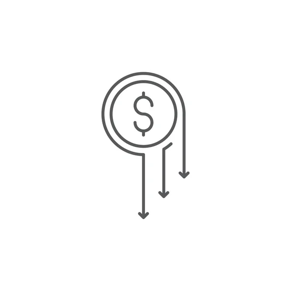 Dólar Pérdida gráfico vector icono símbolo finanzas aisladas sobre fondo blanco — Archivo Imágenes Vectoriales