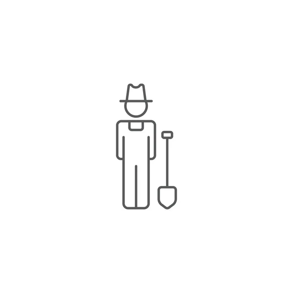 Agricultor Con Símbolo Icono Vector Pala Aislado Sobre Fondo Blanco — Vector de stock