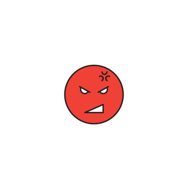 Kızgın yüz emoji vektör simgesi beyaz arkaplanda izole edildi