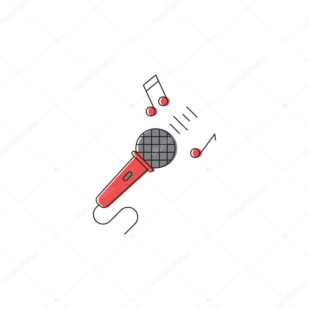 Karaoke microphone vector icon symbol isolated on white background