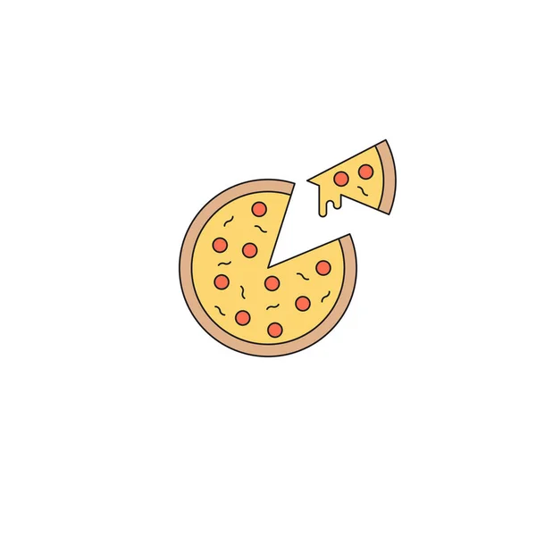 Pizza Vector Icono Símbolo Alimento Aislado Sobre Fondo Blanco — Vector de stock