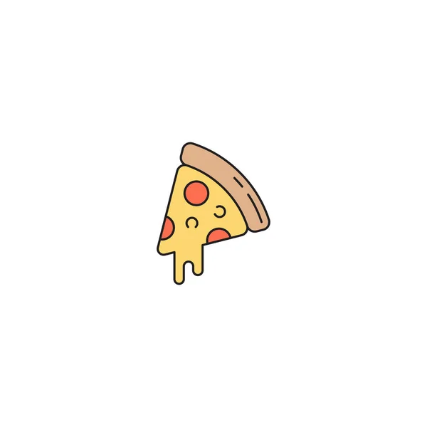 Pizza Vektor Ikon Symbol Mat Isolerad Vit Bakgrund — Stock vektor