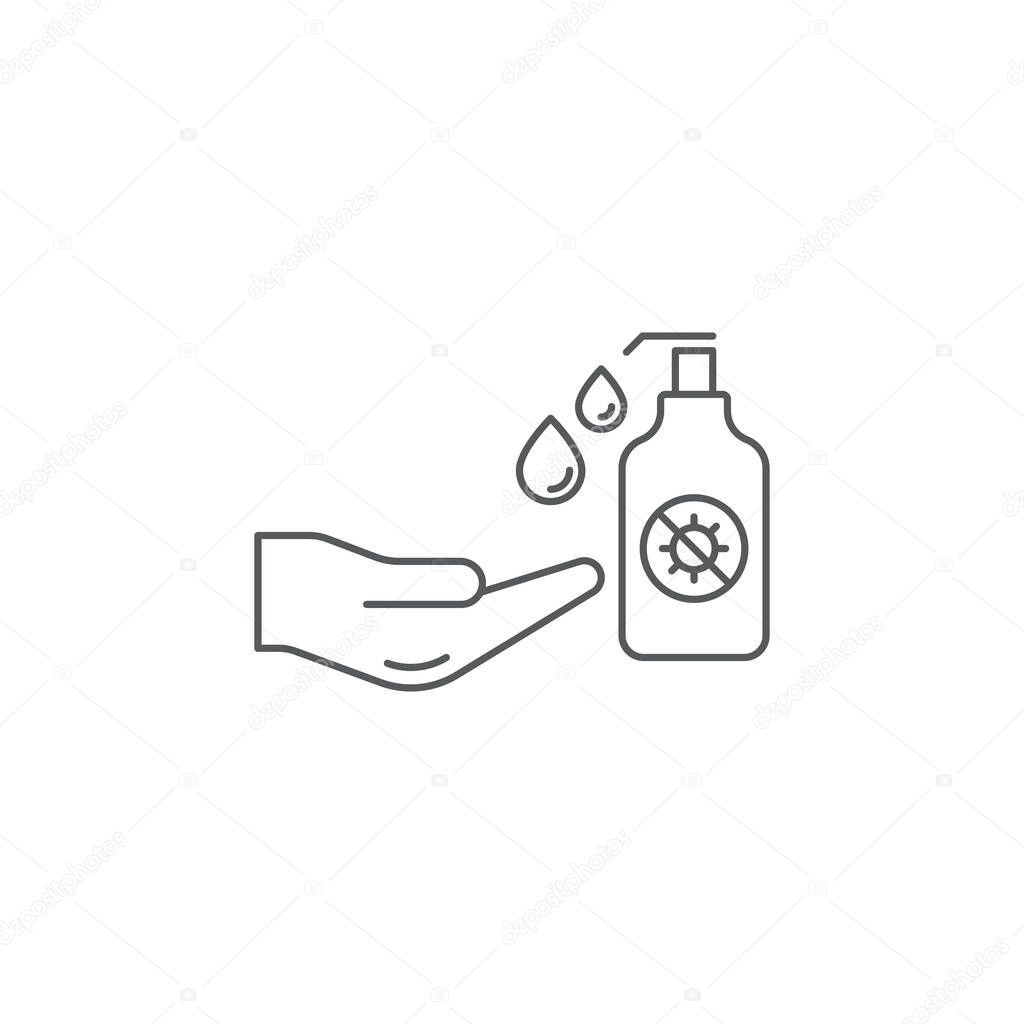 antiseptic for hands to avoid corona virus and keep hands clean vector icon isolated on white background