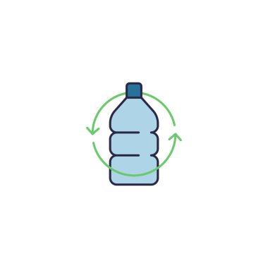 Beyaz arkaplanda izole edilmiş plastik şişe vektör simgesini geri dönüştür