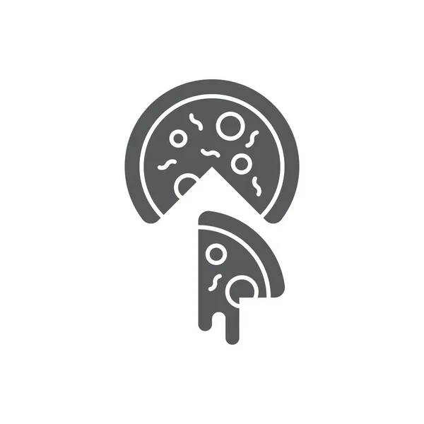 Pizza Vektor Ikon Symbol Läcker Mat Isolerad Vit Bakgrund — Stock vektor