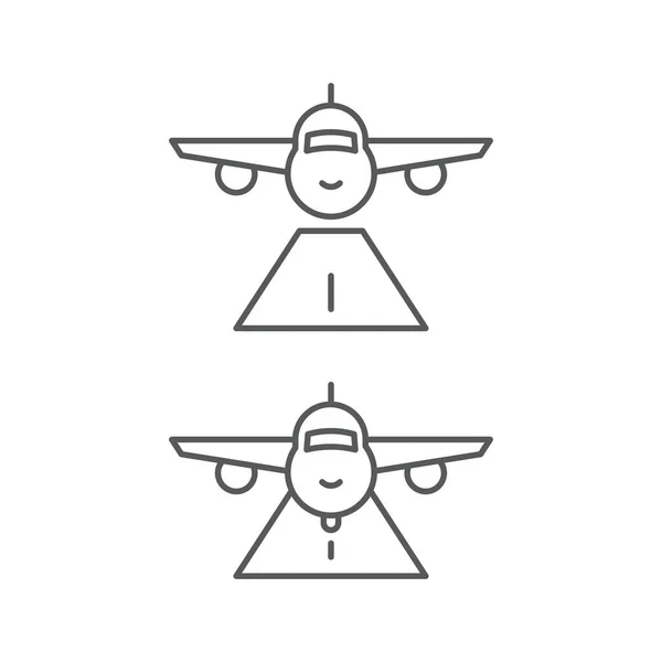 Symbol Ikony Wektora Lądowania Startu Samolotu Izolowany Białym Tle — Wektor stockowy