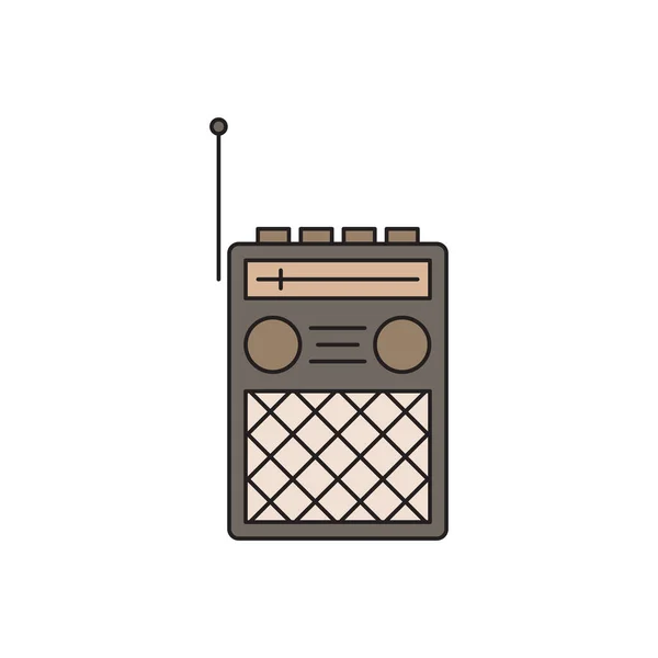 Retro Radio Vector Icon Symbol Old Electronic Isolated White Background — Stock Vector