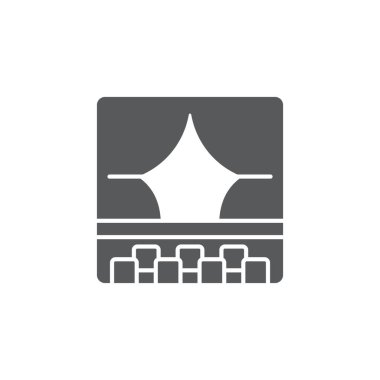 Tiyatro vektör simgesi sahnesi beyaz arkaplanda izole edildi